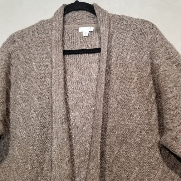 J Jill Womens Medium Cable Knit Open Front Cardigan Sweater Brown Long Sleeve - Picture 2 of 7
